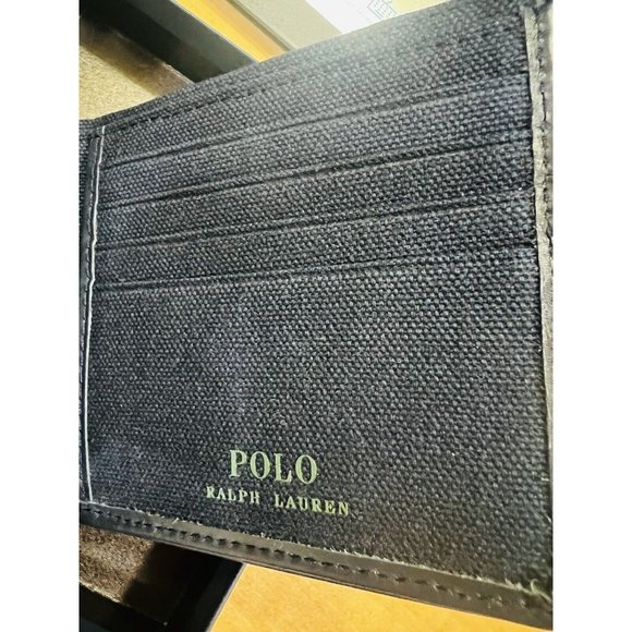 Polo Ralph Lauren Men's Equestrian Polo Player Print Canvas Billfold Wallet - Picture 13 of 15